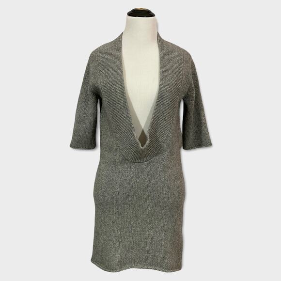 3.1 Phillip Lim Cashmere Deep V Neck Sweater Tunic - Gray - Small - Picture 5 of 11